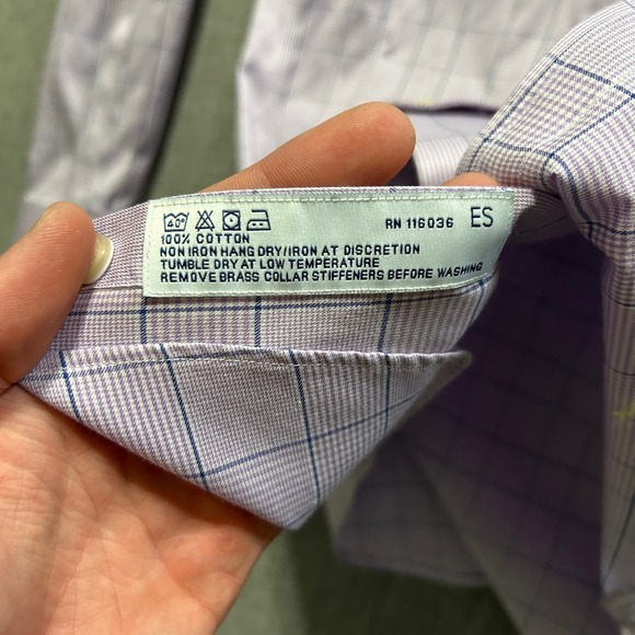 Charles Tyrwhitt Mens Extra Slim Fit Non Iron Dress Shirt 15/33 Purple Check - Picture 4 of 7